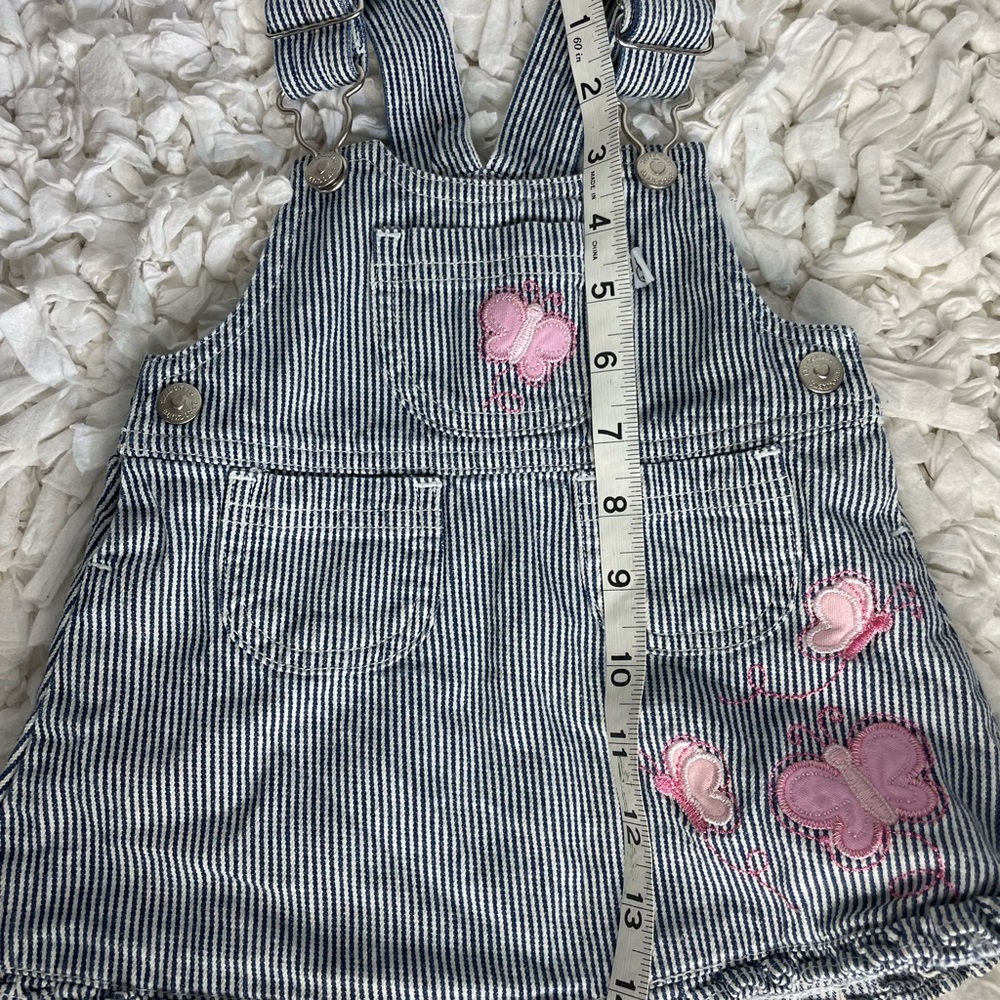 Sprockets Baby Jean Bibs Dress Striped Butterfly 3 6 Months Vintage - Picture 6 of 7